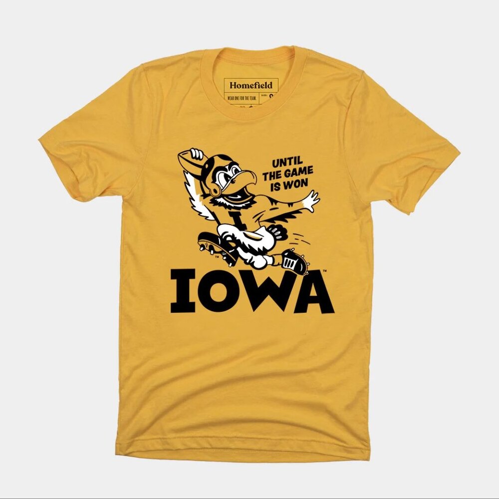 Homefield Apparel Iowa "Until The Game Is Won" Tee XXL Gold Hawkeye